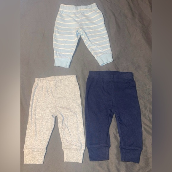 Carters Baby Boy Lot of 3 Pants Size 6 Months Cotton Blend Gray Blue Stripes - Picture 1 of 9